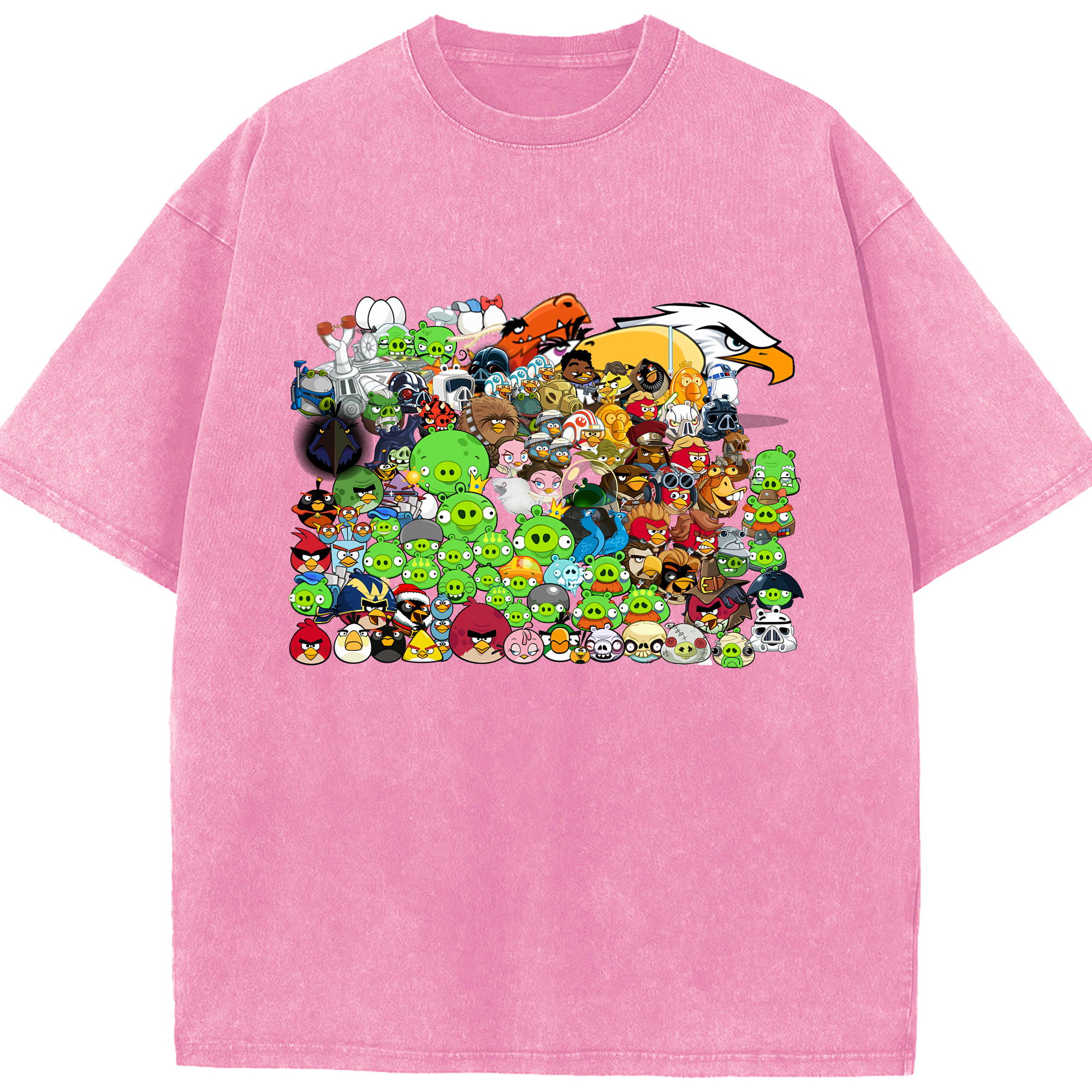 （画像用） Angry Birds アングリーバード 綿100% ヴィンテージ風 半袖Tシャツ（フロントプリント）